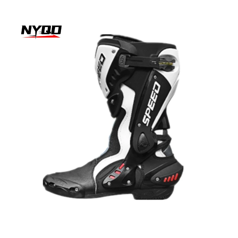 Men's High-Top Motorcycle Riding Boots All-Season Non-Slip Anti-Fall Motorbike Shoes Professional Road Racing Touring Equipment