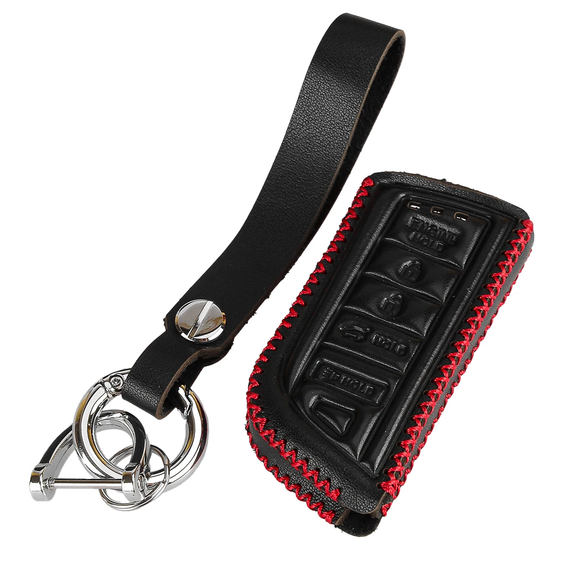 5 Buttons Car Remote Key Fob Cover Protector Case with Chain PU Leather Fit for Acura MDX RDX 2022 2023