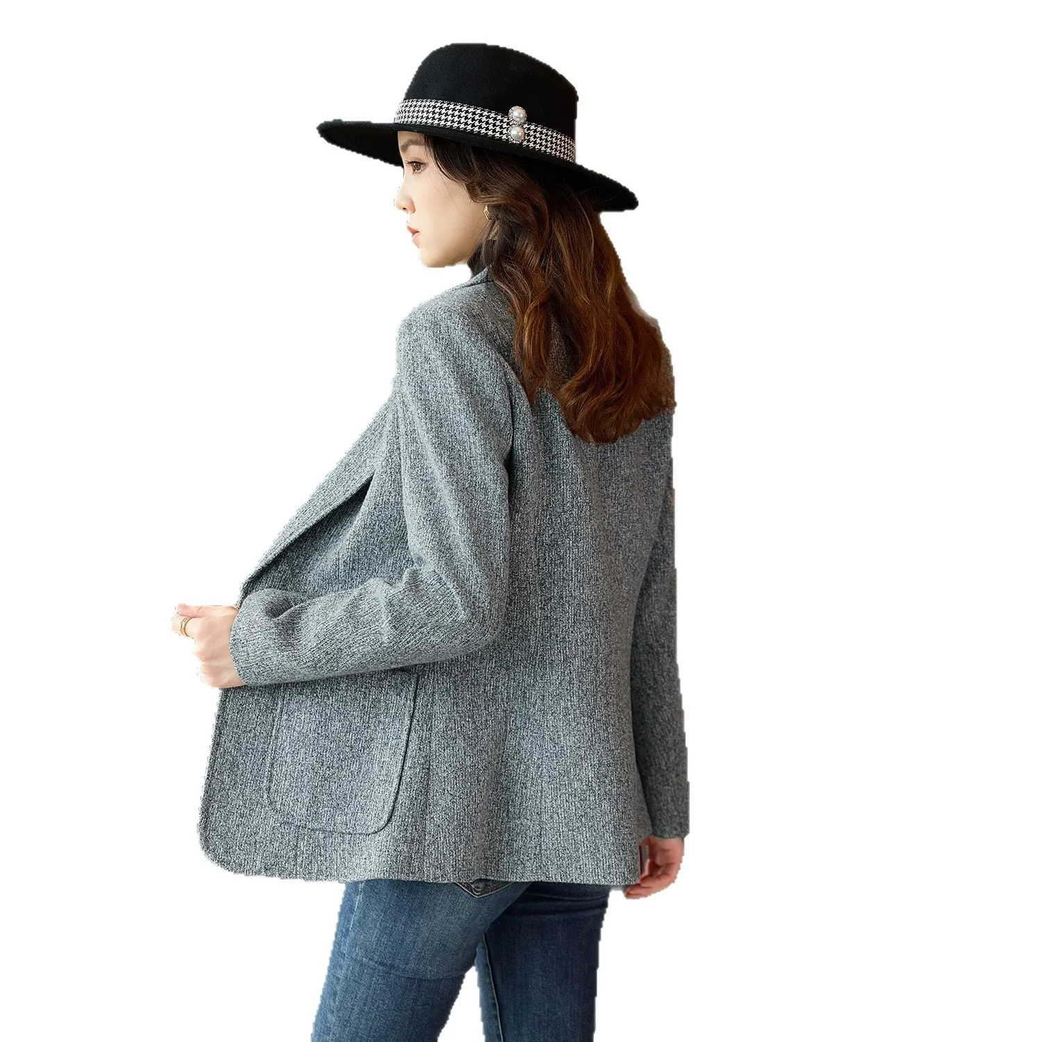 秋冬レディースブレザー女性長袖無地ルーズフォーマルジャケットコートカジュアルワンボタンスーツスリム女性用トップス