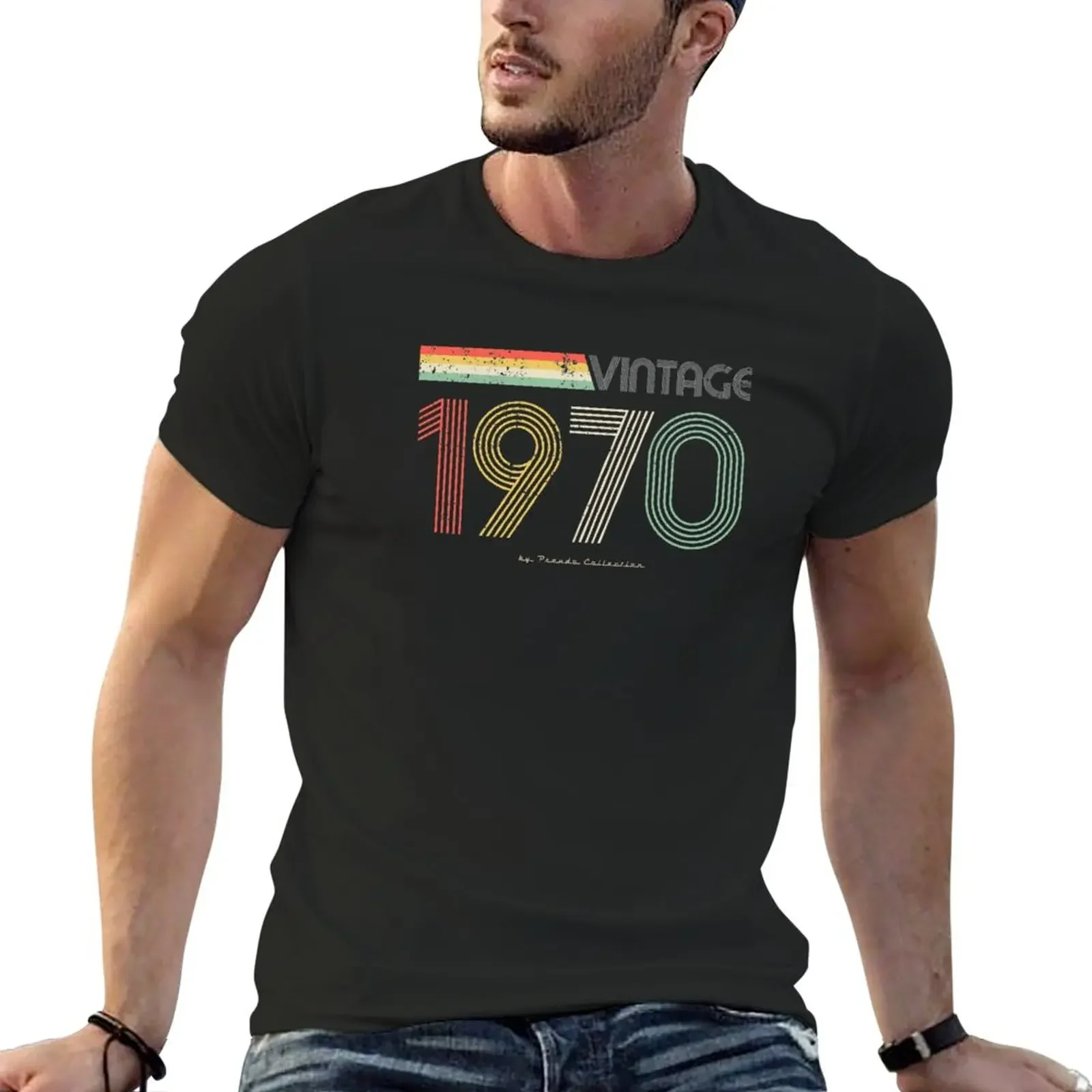 Vintage Retro Classic 1970 pseudo T-Shirt Aesthetic clothing summer top oversized graphic tee plus size men clothing