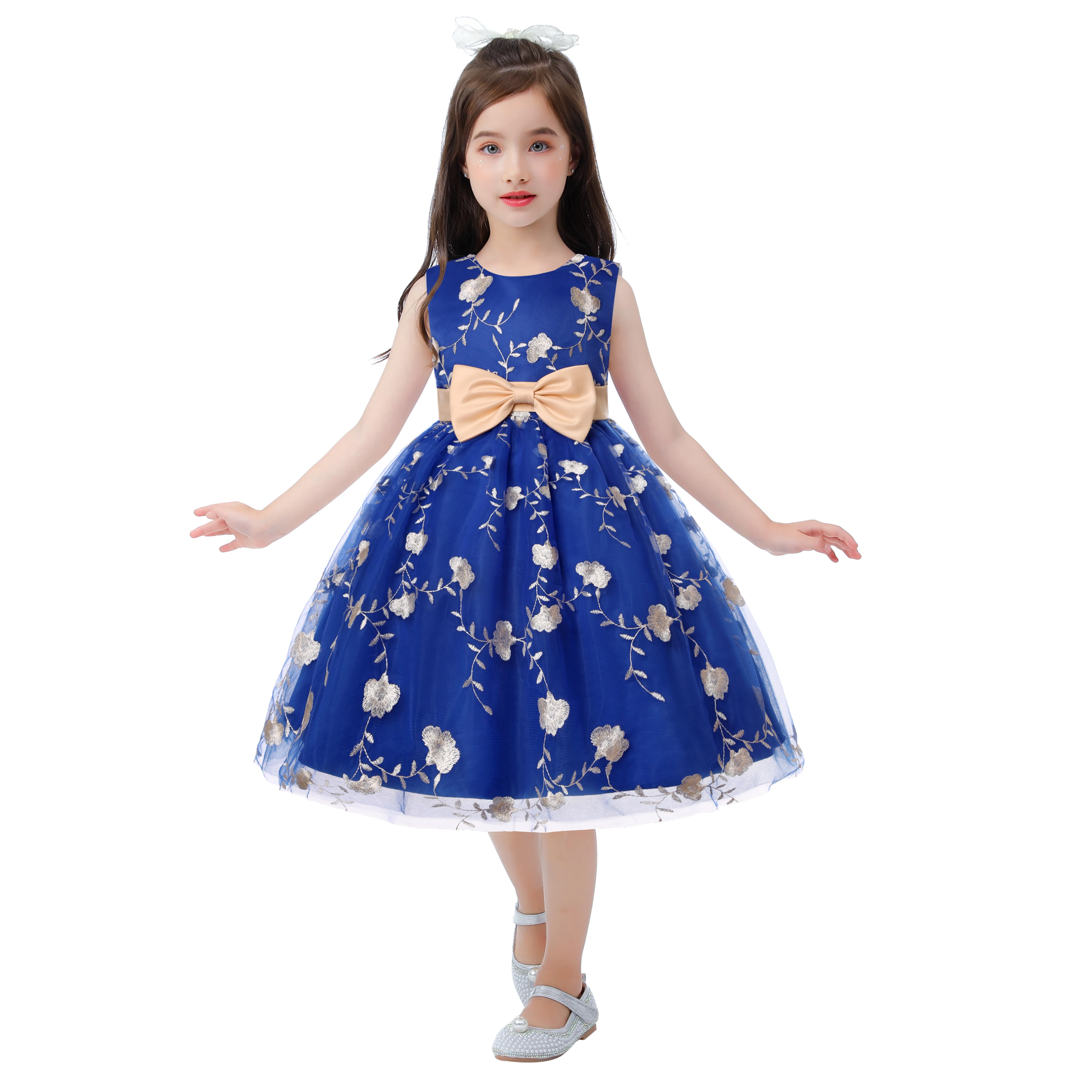 Langes Kleid für Mädchen zur Geburtstagsfeier, Prinzessinnen-Ballkleid, Abschluss-Tanz-Partykleid, Blumenmädchenkleid für Hochzeitsfeiern