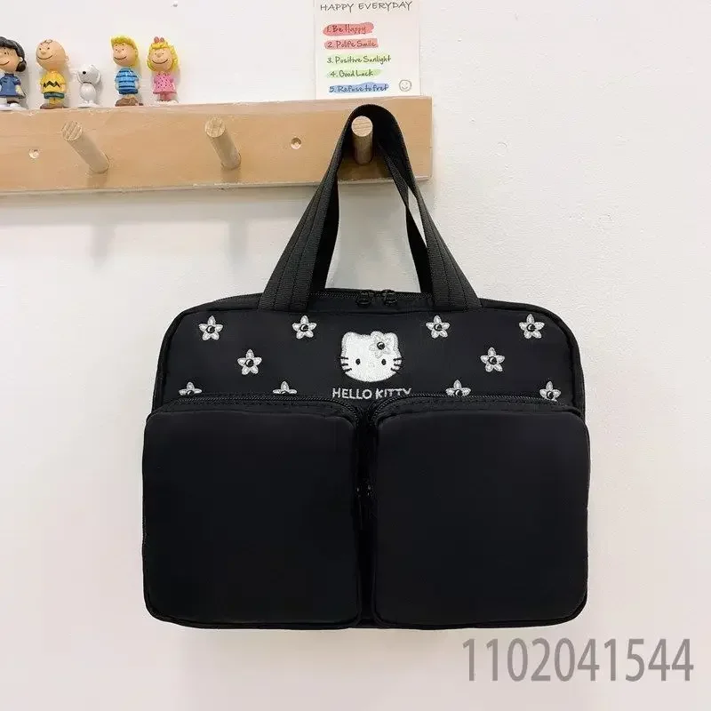 

Sanrio Nylon Hello Kitty Handbag for Women Large Capacity Cosmetic Bag for Travel Business Trip Durable Tote