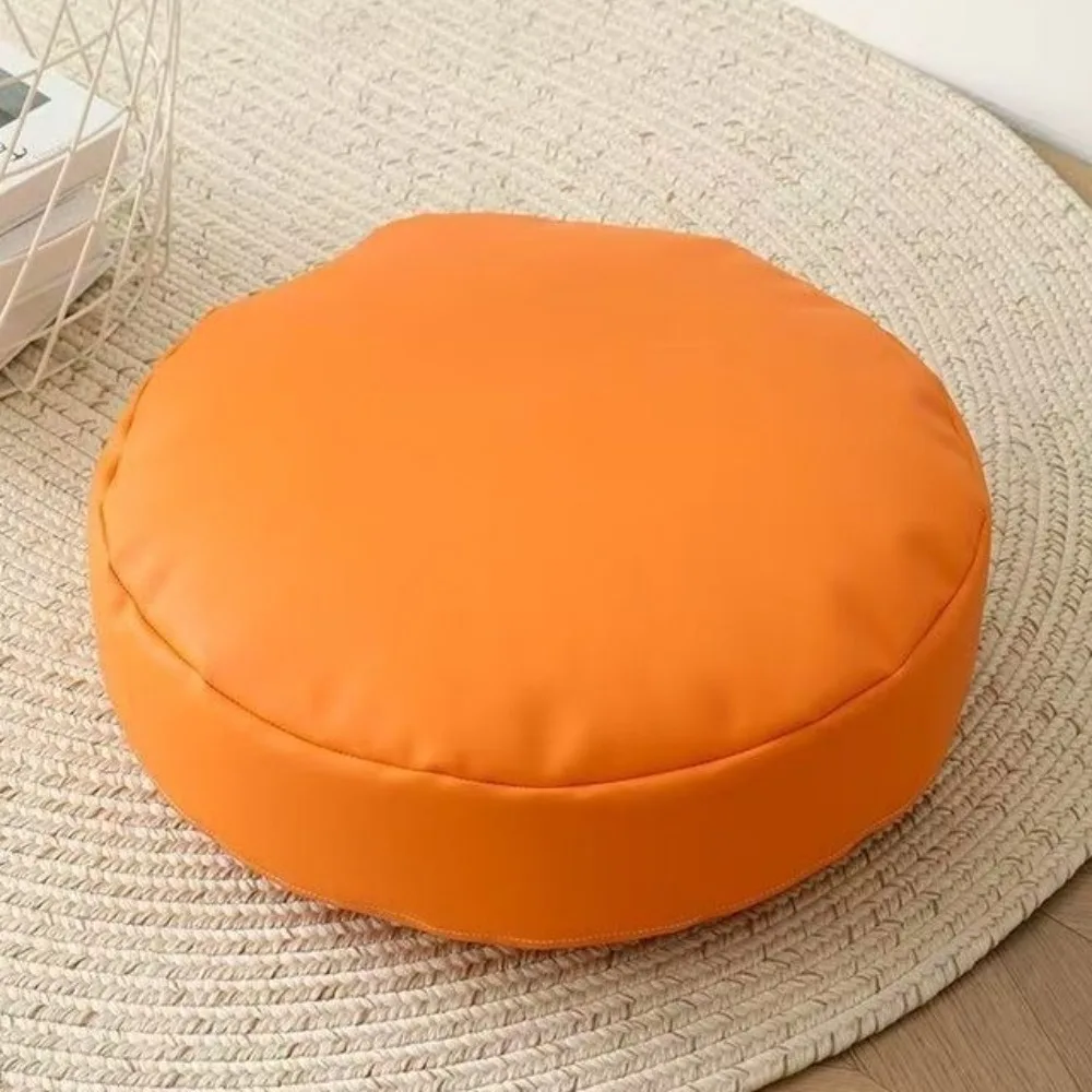 Practical PU Leather Round Seat Cushion Thicken Waterproof Floor Seat Mat Soft Removable Cover Chair Cushion Bedroom