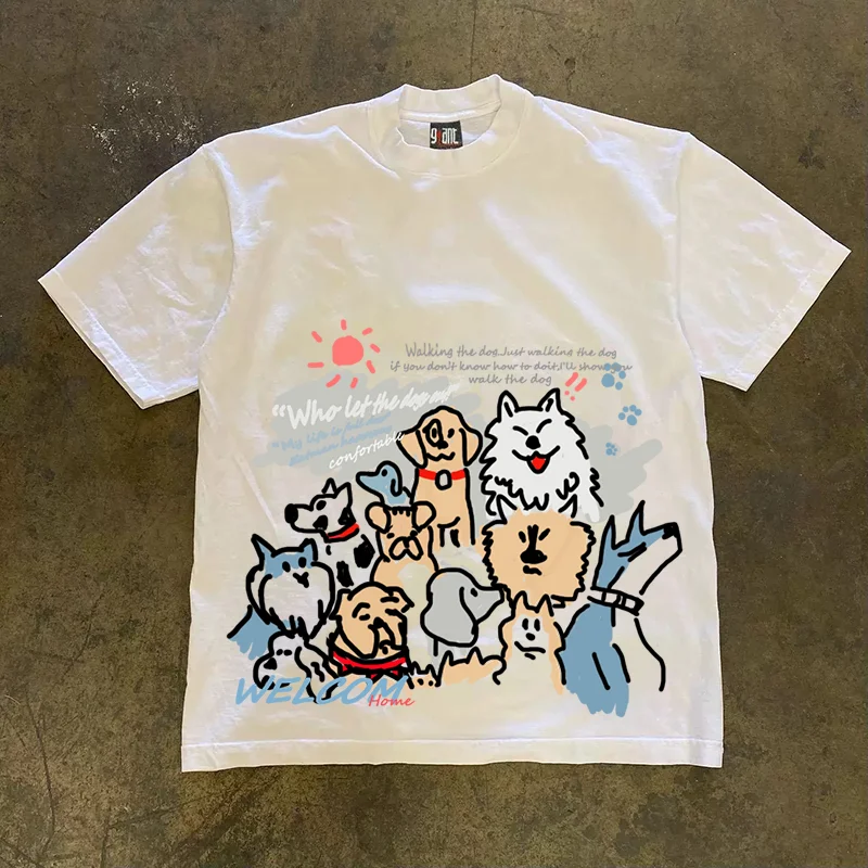 Creative Simple Printing Oversize Trendy Cotton Handkerchief by Xiao Chen Story Multi 260 Grams Heavyweight Pure Cotton