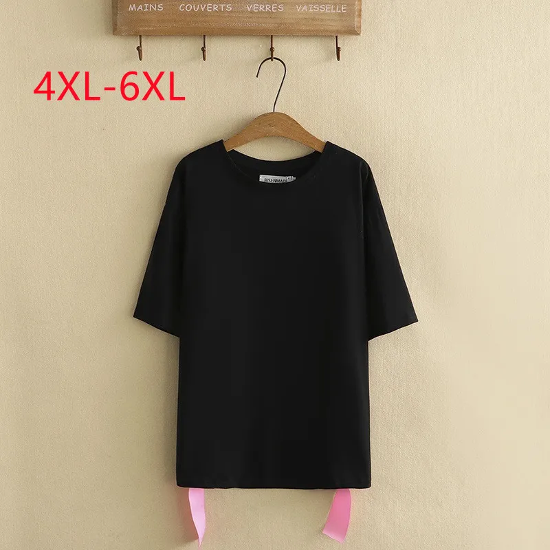 Large women's 2022 summer new loose love pink ribbon short sleeve Plus Size T-shirt 4XL 5XL 6xl