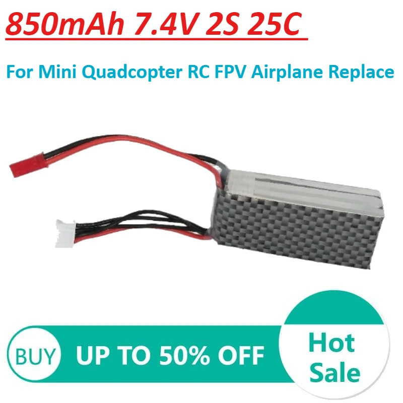 

850mAh 7.4V 2S 25C Lithium Battery for Mini Quadcopter RC FPV Airplane Replace Battery