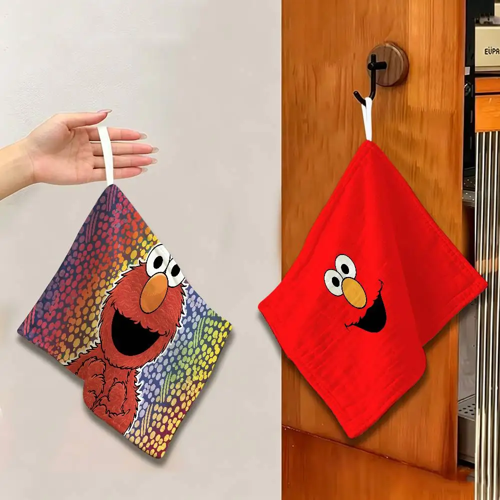 S-Sesame Street TV Cute Cartoon Reusable Hanging Kitchen Towel, Polyester Cotton Soft Fabric for Office Home Daily Life