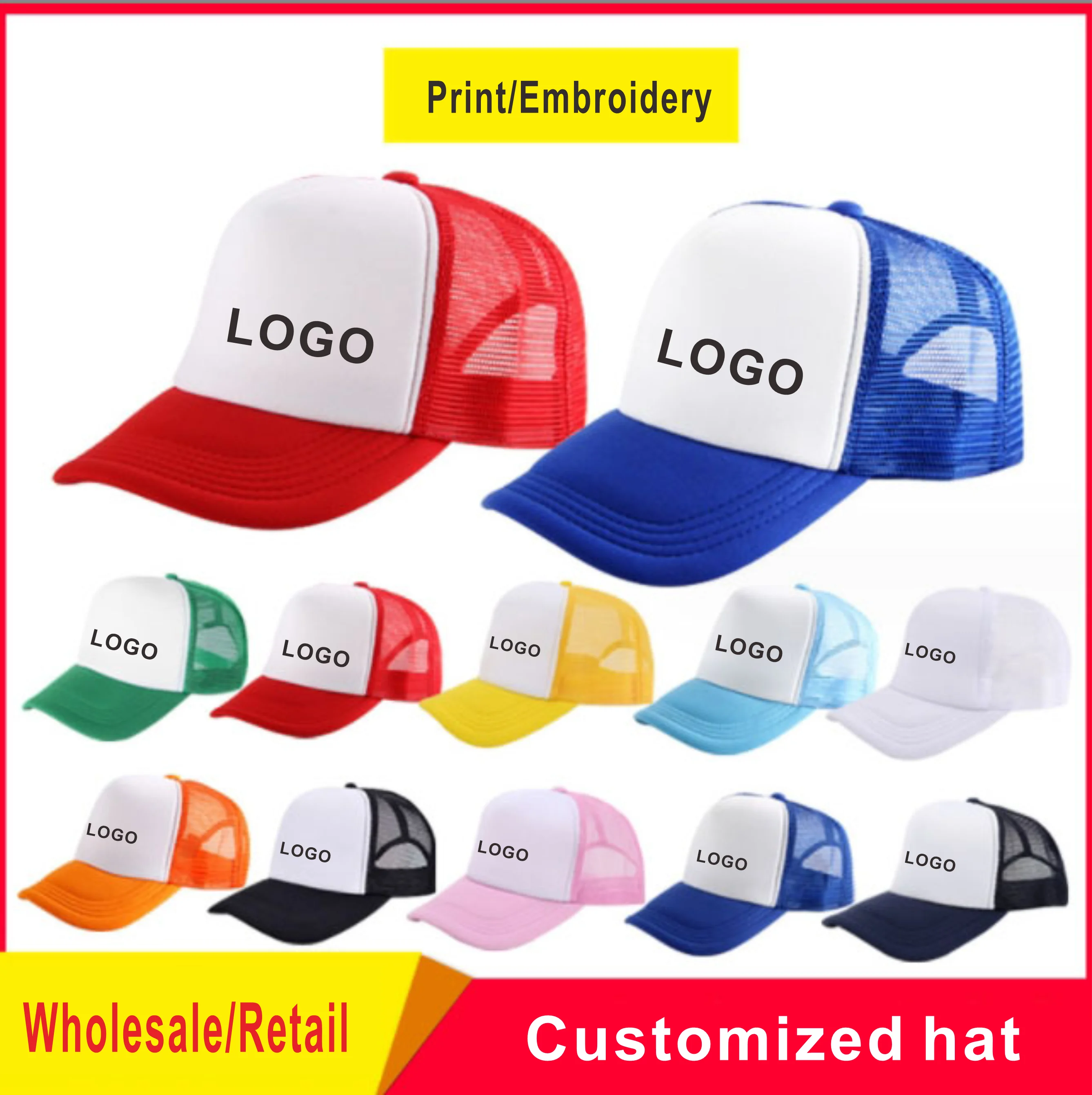 

Summer Male Baseball Caps Snapback Mesh Hats Hip Hop Letter Embroidered Caps Men's Caps Sun Hat Custom Printing Embroidery LOGO