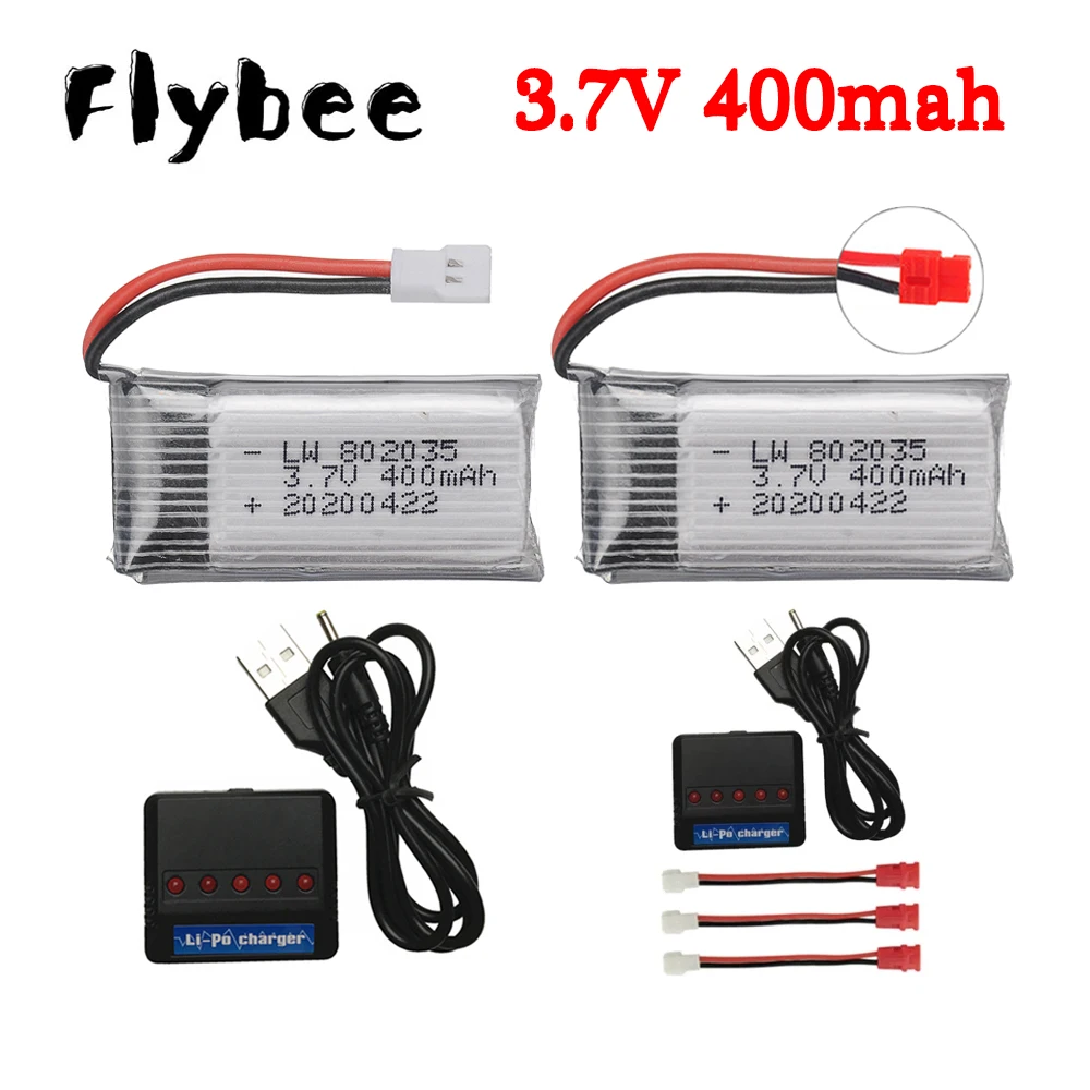 3.7V 400mah Lipo Battery + Charger for SYMA X4 X15 X5A-1 X15C X15W H31 H107 KY101 E33C E33 U816A V252 RC Drone Helicopter Parts