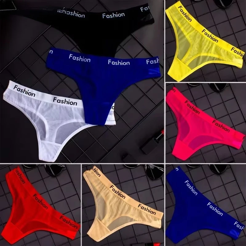 

xgnvpy Summer Wrap Design Transparent Panties Cotton Mesh Thongs String Fashion Low Rise Women's Sexy Ladies