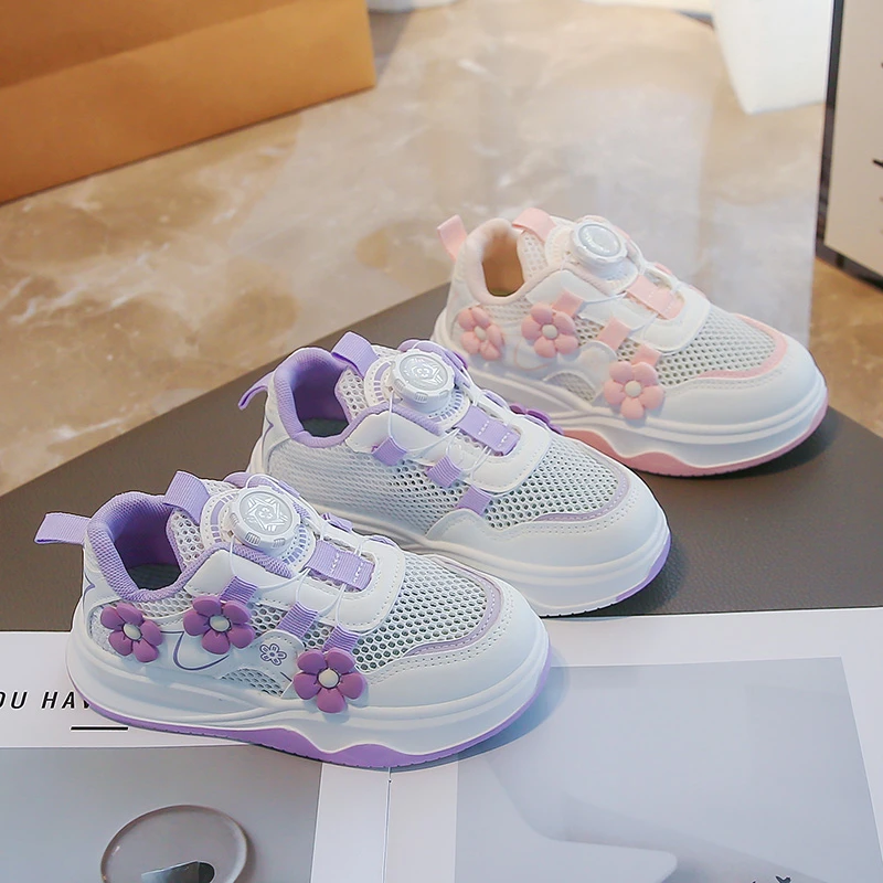 

Kids' Casual Shoes Comfortable Sneakers PU Leather Spring Shoes For Girls Thick Bottom Cartoon Anti-slip White Purple Shoes