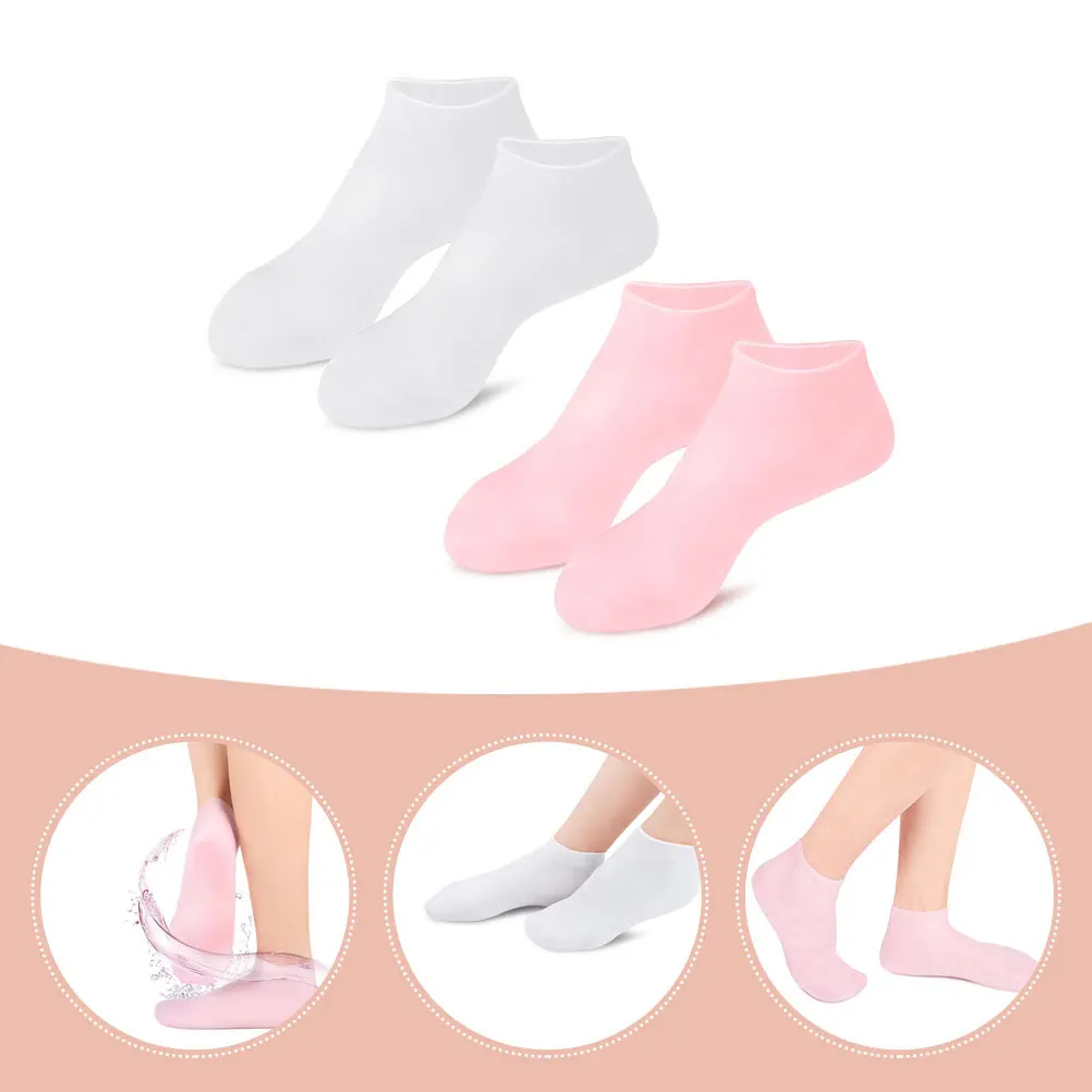 

2Pairs Moisturizing Socks Sebs Anti-Cracking Foot Covers for Dry Cracked Heels Intensive Hydration Spa Use Moisturizing Socks
