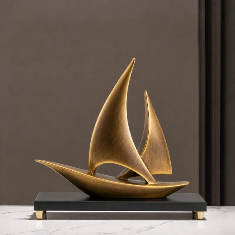 Light Luxury Sailboat Ornament Smooth Sailing Decor for Entryway Wine Cabinet Office Desk Housewarming Gift