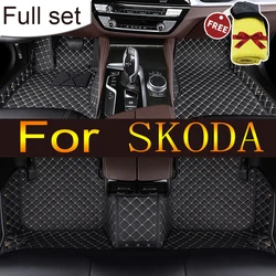 Leather Car Floor Mats For SKODA Superb Fabia Octavia Octavia A5 Octavia Wagon A7 Rapid Yeti Combi Karop Kodiaq Car accessories