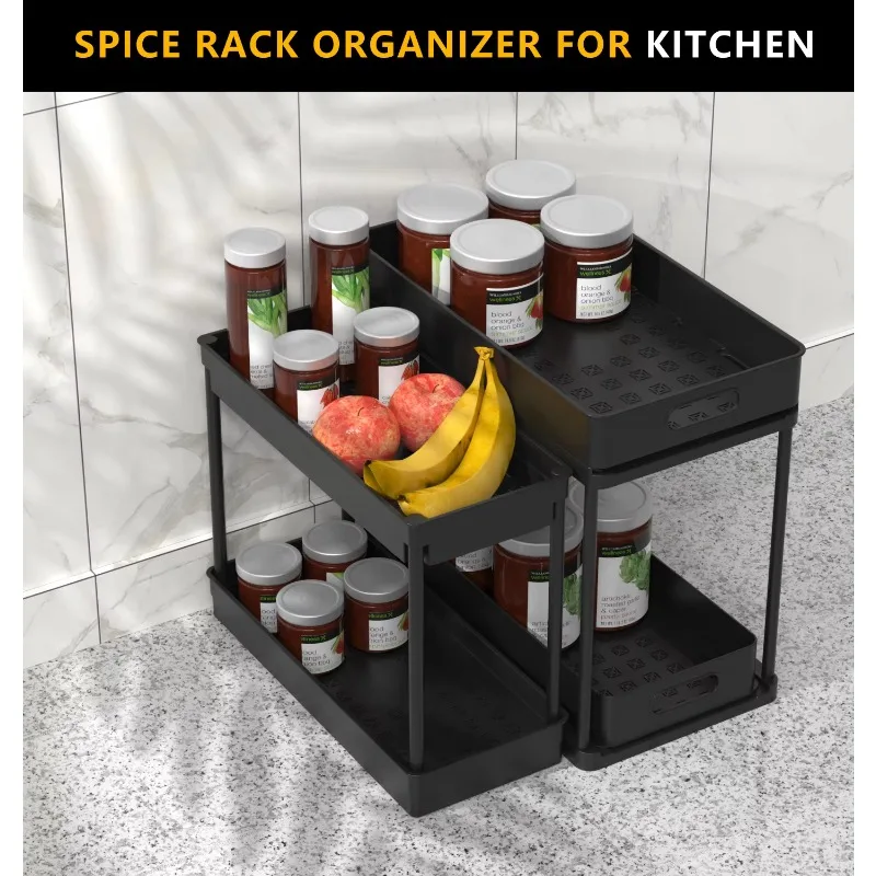 Expandable Adjustable Kitchen Rack Under Sink Bathroom Storage Organizer and Shelf