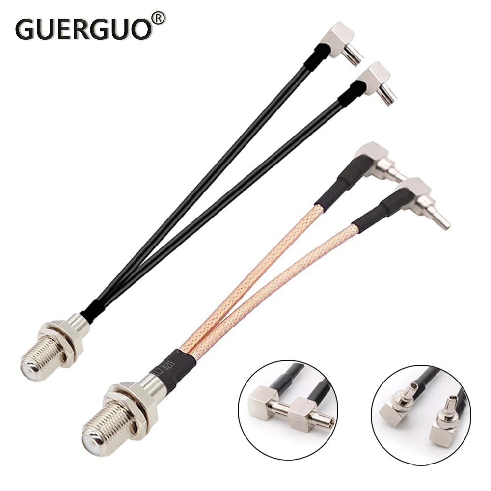 2PCS RF Coaxial RG316 Cable RG174 Cable 1to2 Y Type Splitter Combiner F Female to 2x F Male Connector for Modem Router Antenna