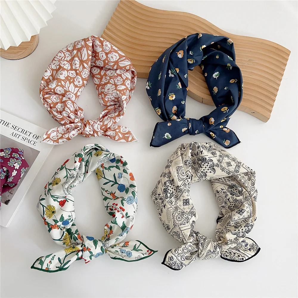 58cm Cotton Linen Square Scarf Women Spring Summer Fashion Bandanas Bag Hat Head Hair Shawl Wraps Accessories