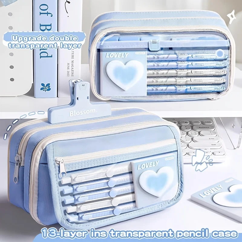 Extra Large Transparent High-capacity Pencil Case,stylish And Spacious Ins-style Pencil Case,Available In Multiple  JJ3242DS