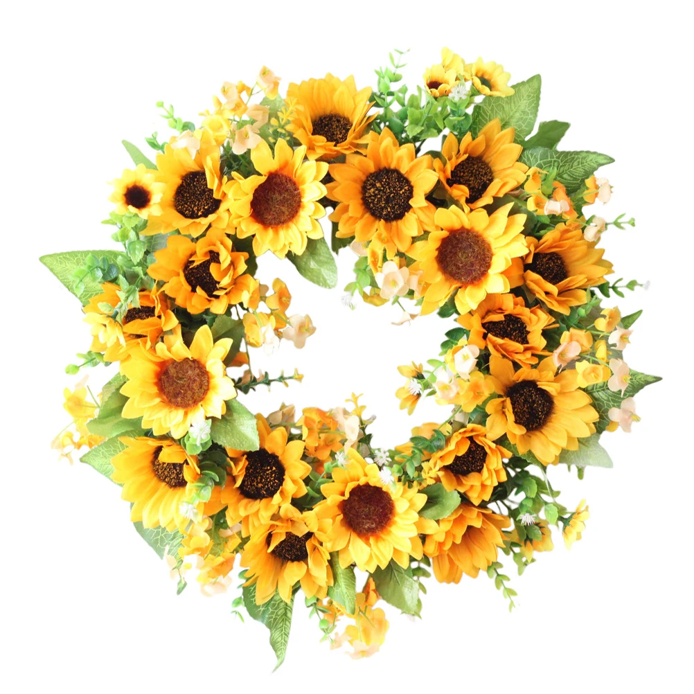 

Sunflower Wreath 40 Cm Decor Garland Simulation Plastic Vine Thanksgiving Day Halloween Holiday Season Home Decoration