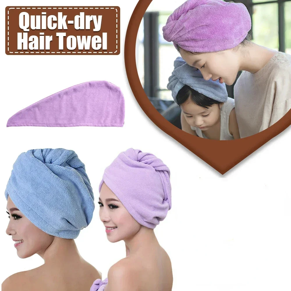 

Quick-dry Hair Towel Women Long Hair Drying Hat Shower Bath Cap Hat Microfiber Solid Towel Cap Super Absorption Drying Turban