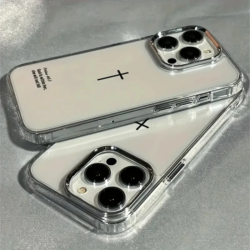 Funda de teléfono de lujo con cruz de Jesús para iPhone 17 16 15 14 13 12 11 Pro Max Air X XR XS MAX 8 7 Plus 16e SE2 contraportada transparente