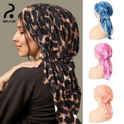 Leoparden muster muslimische Hijab Hüte Mode weiche Innen kappen hochwertige Turban Damen Stretch Under cap dünne Stirnband Schal Rimaire