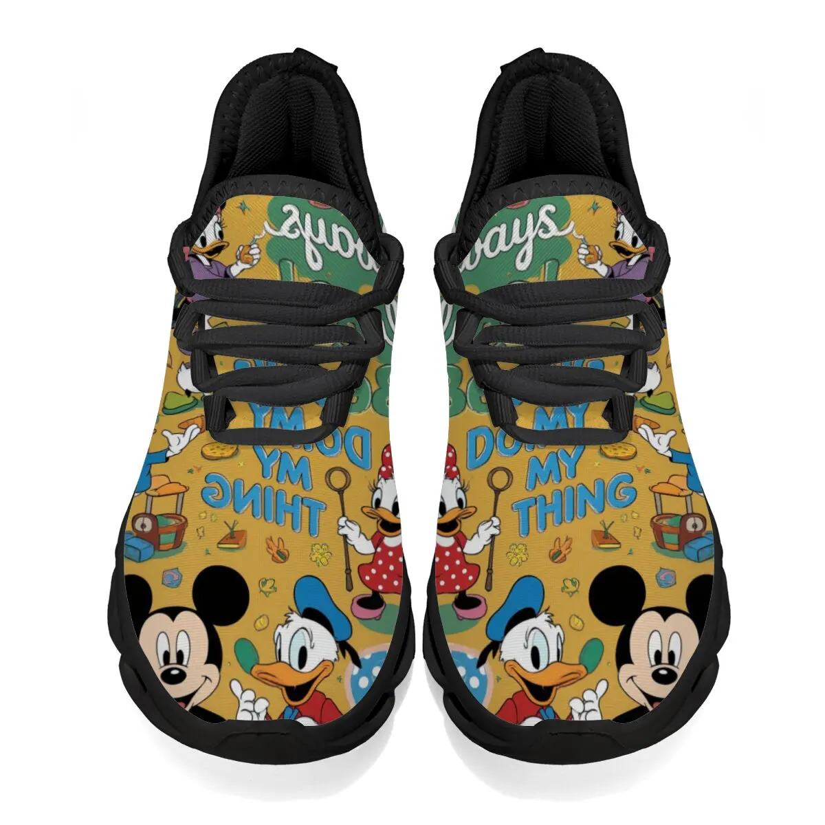 

Желтые кроссовки с персонажами Диснея и принтом смайликов, спортивные кроссовки для девочек, детская дышащая повседневная уличная обувь