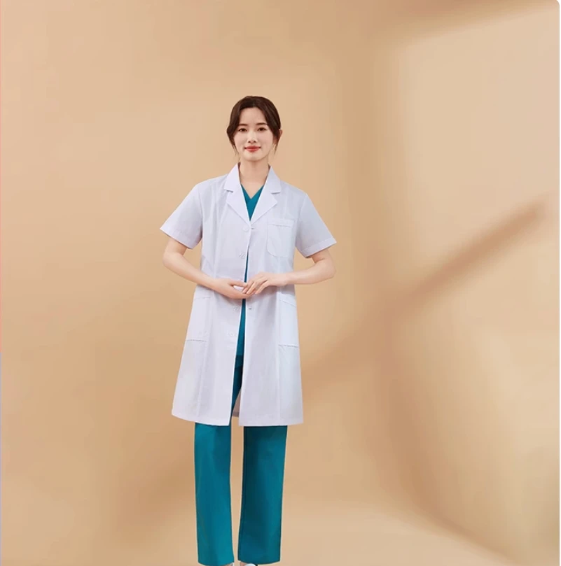 

Белый халат, униформа врача, женская больничная форма медсестры с длинными рукавами и короткими рукавами, рабочая форма, униформа для лаборатории красоты