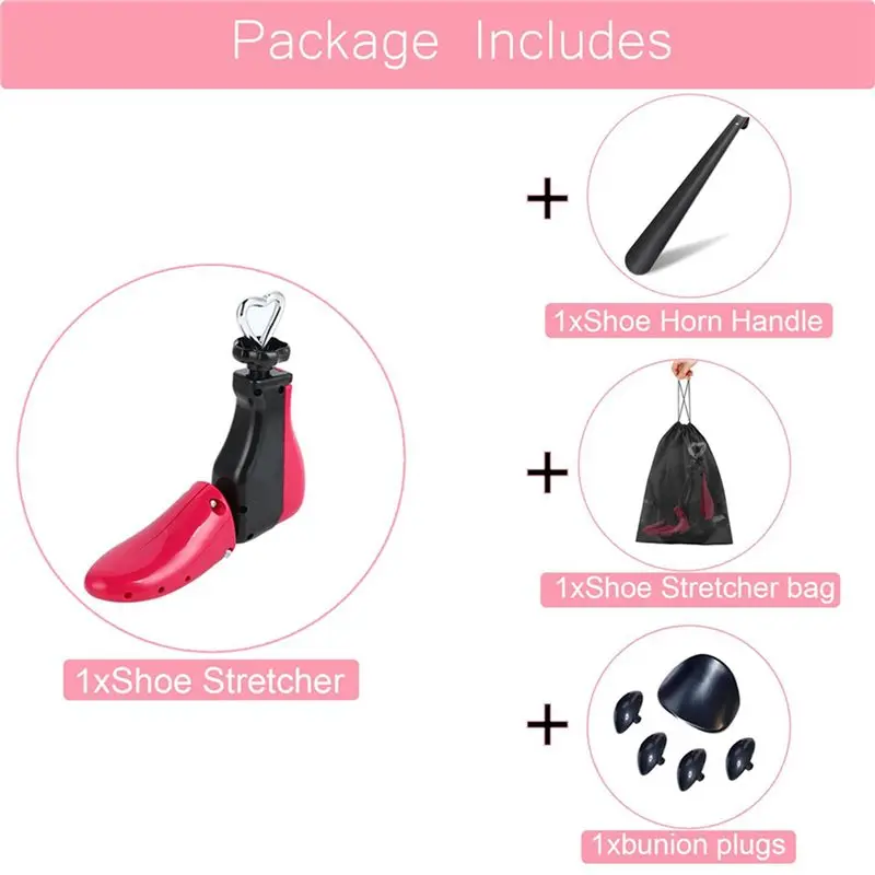 2X Boot Shoe Stretcher For Men, Shoe Tree Expander Women Stretch Width & Length, Adjustable Unisex Boot Wide Feet Pink