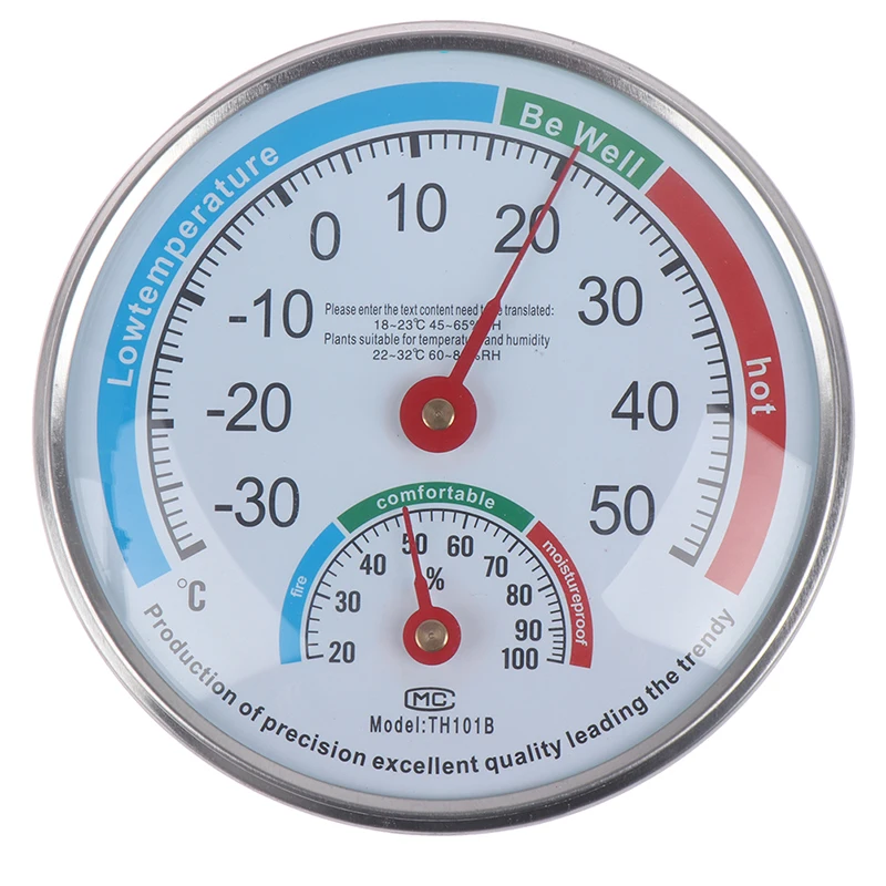 Round Household Analog Thermometer Hygrometer Humidity Monitor Meter Gauge