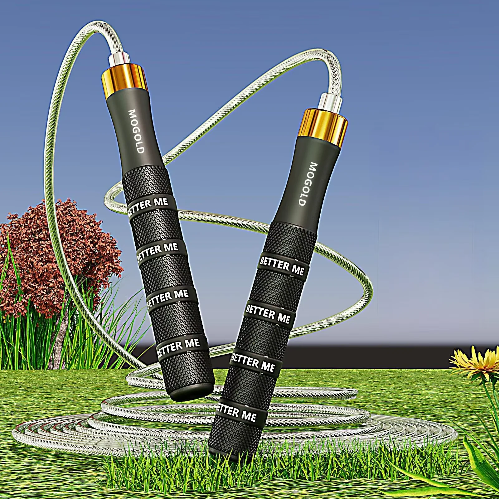 HTMCK Speed Steel Wire Jump Rope, High Speed Bearing Tangle-Free, Skipping Rope for Fitness & Competition