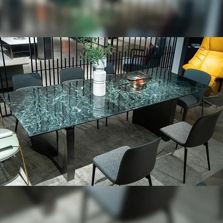 Mesa de jantar plana grande retangular de luxo leve villa sofisticada