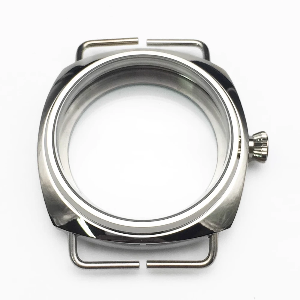 

45MM Polished Watch Case for ETA 6497 6498 ST3600 Movement Mineral Glass Shell Stainless Steel Case Watch Cover Fit 35-36mm Dial