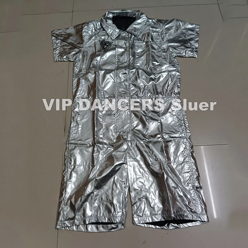 2024 New Sliver Jumpsuit Jazz Modern Dance Costumes For Girls Street Dance Wear Boys Hip Hop Dance Performance Clothes DQS16190