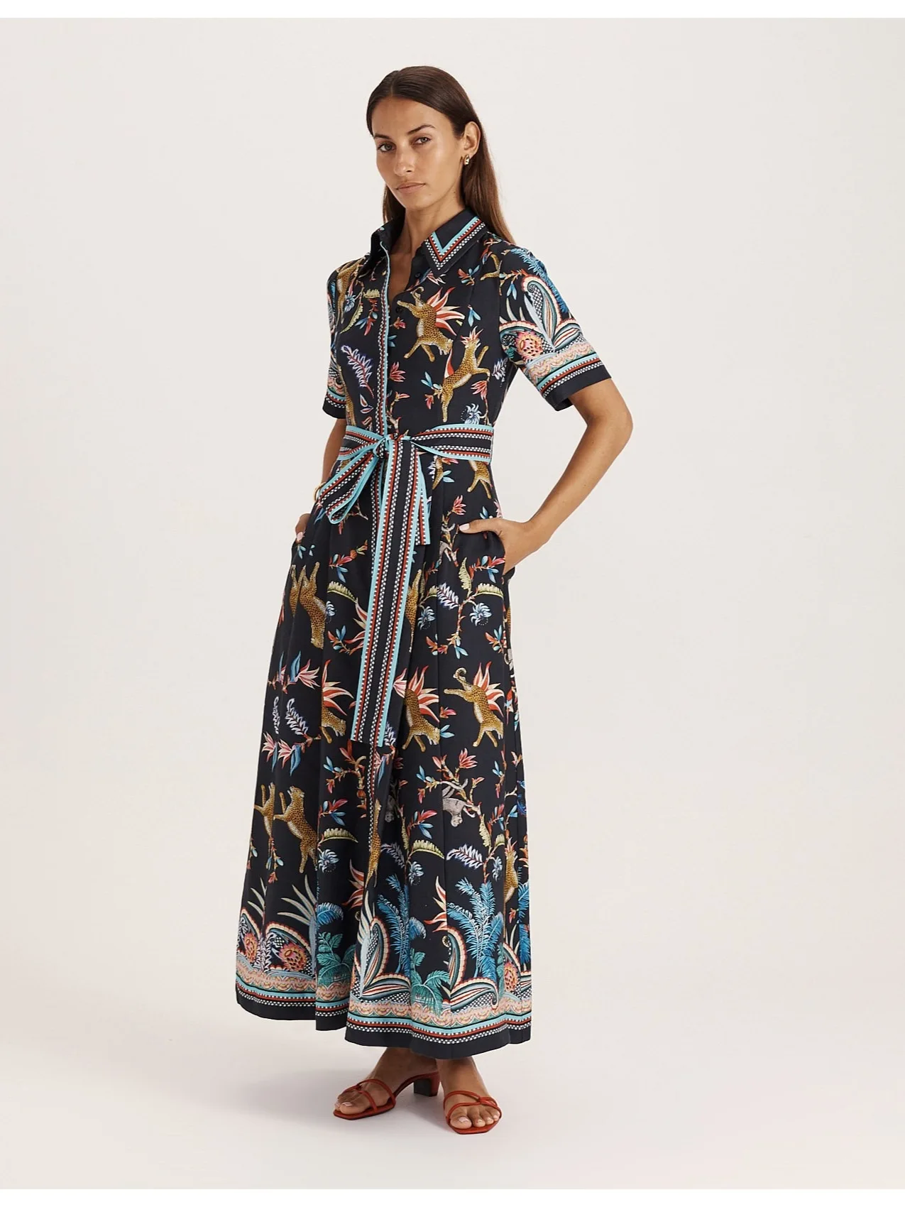 2026 European and American Summer New Pomeranian Retro Style Linen Printed Long Dress