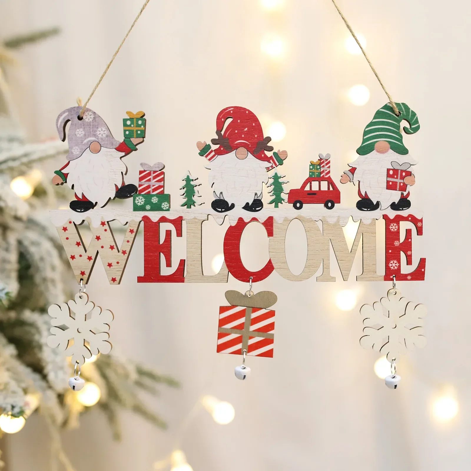 Zwerg Weihnachtsmann Holz hängende Ornamente 2024, frohe Weihnachtsdekorationen für die Haustür, Weihnachtsbaum-Anhänger, Navidad, Neujahr