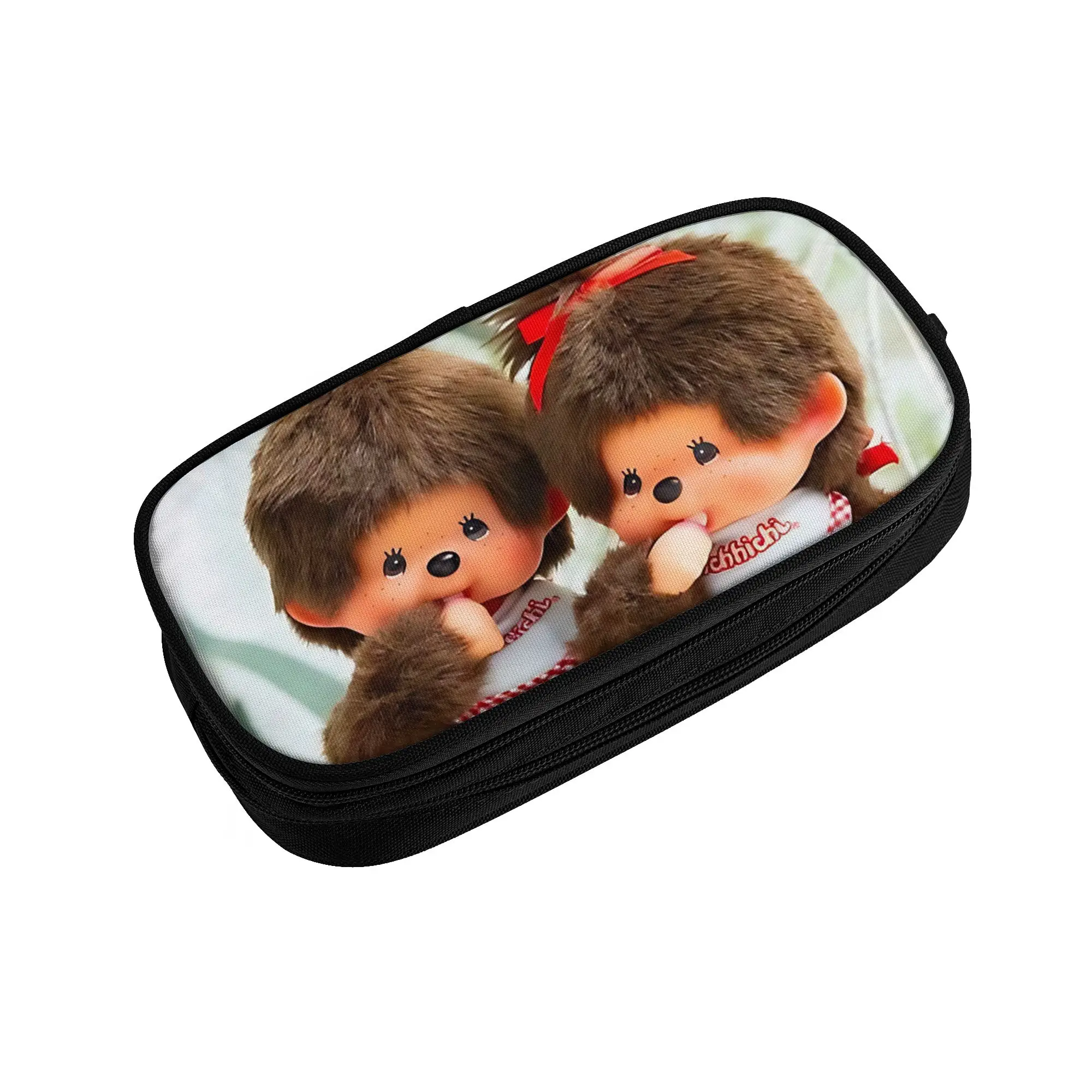 1 Stück Leichtes Vintage-Monkeys-Federmäppchen, Stiftetui für Schüler, M-Monchhichi Schul-Schreibwaren-Tasche – Detail 3