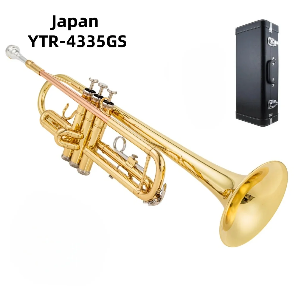 

Quality Made in Japan YTR-4335GS Bb Trumpet B Flat Brass Gold Plated Professional Trumpet Musical Instruments with Leather Case