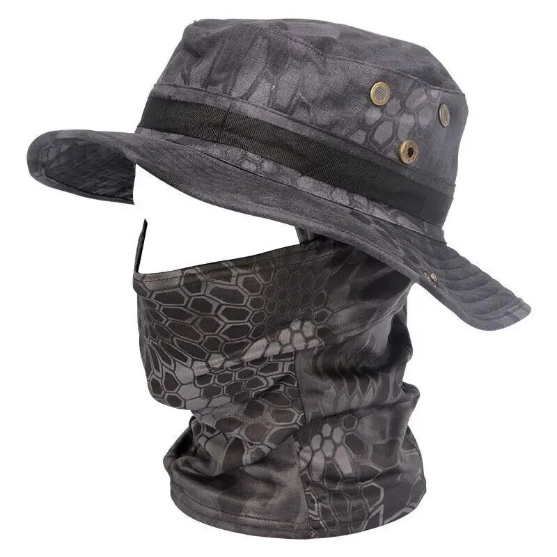 1PC Sunscreen Mask Ear Hanging Round Edge Hat Set Tactical Disguise Mountaineering Fishing Hat Full Face Tactics