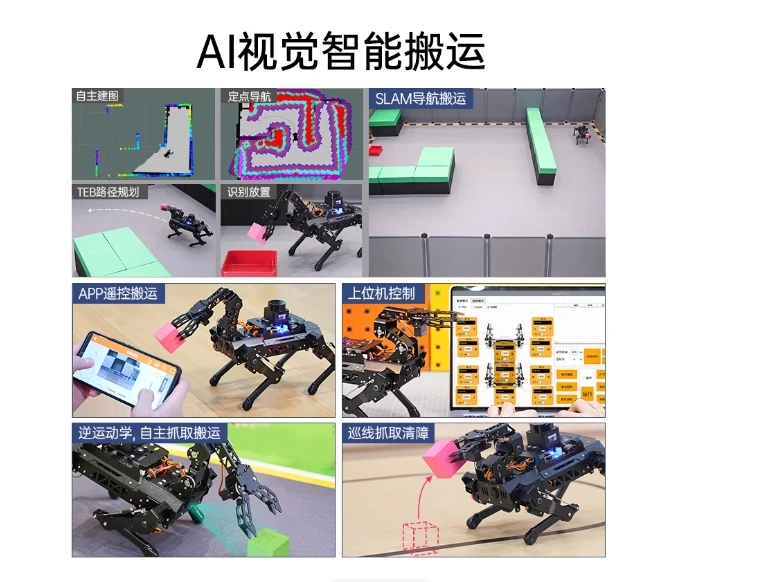 Raspberry Pi Robô Cão Robô Especial Braço PuppyPi Pacote de Adereços Atualizados SLAM Navegação e Manipulação Robô ROS