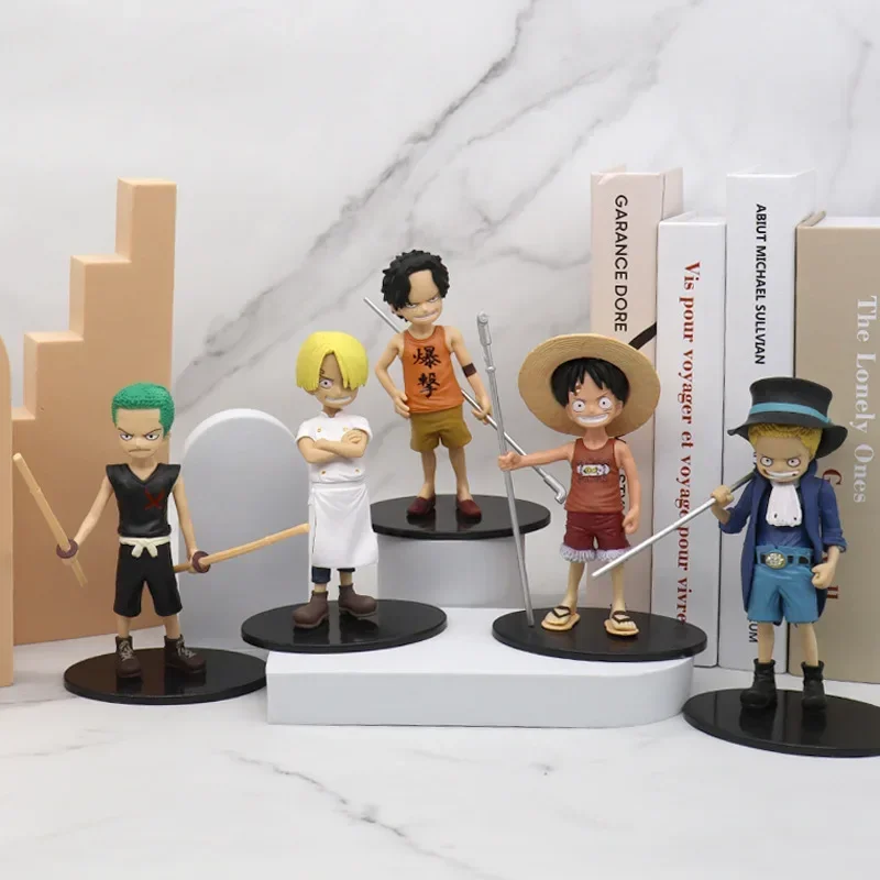 

One Piece figure peripheral 5 childhood Luffy Essex Sanji Zoro doll model doll micro ornaments For Children's Gifts