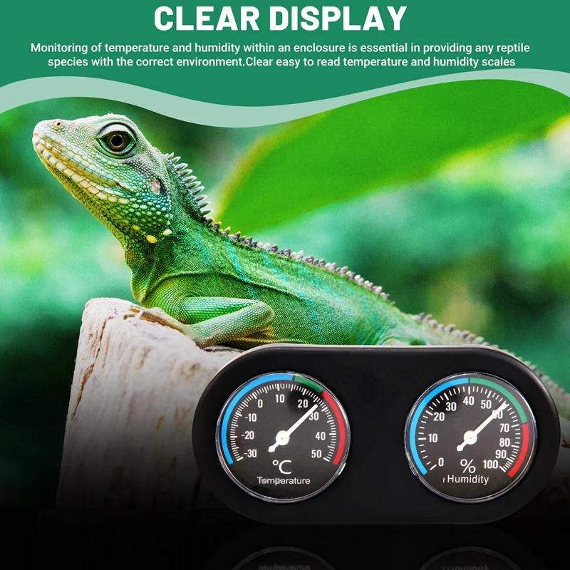 Reptile Tank Thermometer Hygrometer Temperature Humidity Monitor For Vivarium Terrarium