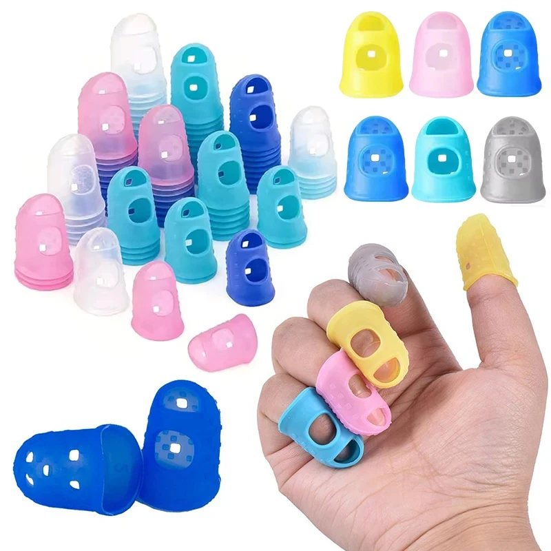 10/60 Stück Bunte Silikon-Fingerlinge, Ausgehöhlter Gitarren-Fingerschutz, Atmungsaktive Rutschfeste Fingerlinge, DIY-Zubehör, Nähzubehör