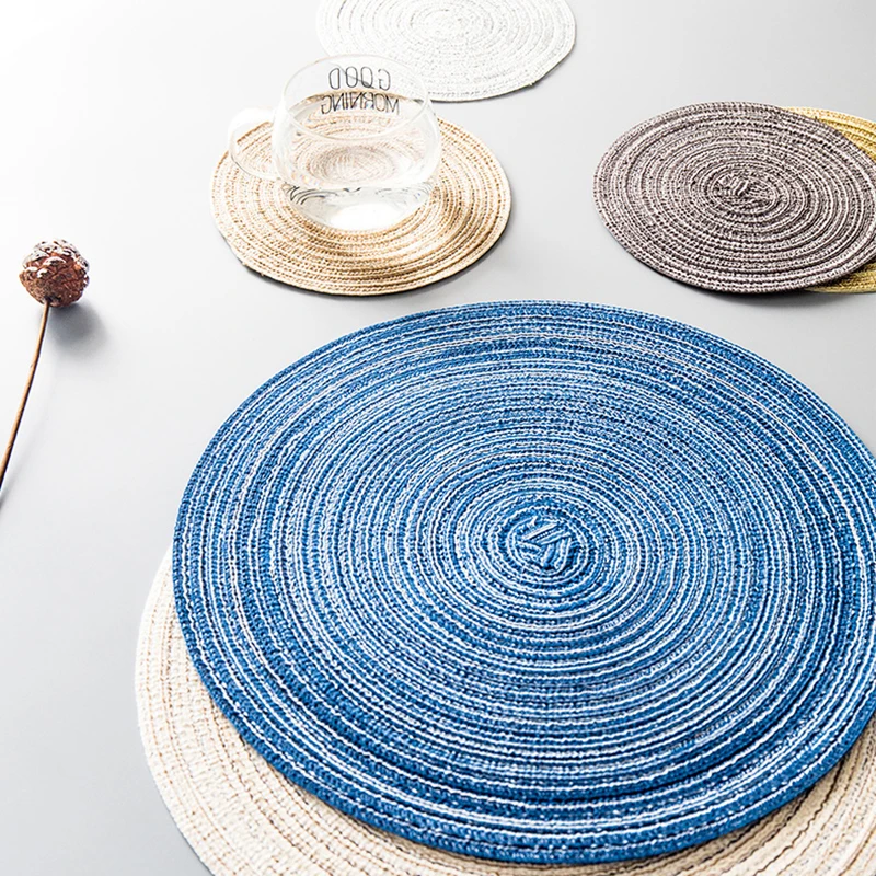 Cold Leaf Dining Mat Round Woven Cotton Yarn Western Style Mat Heat-Resistant And Heat-Insulating Mat Dining Table Decoration