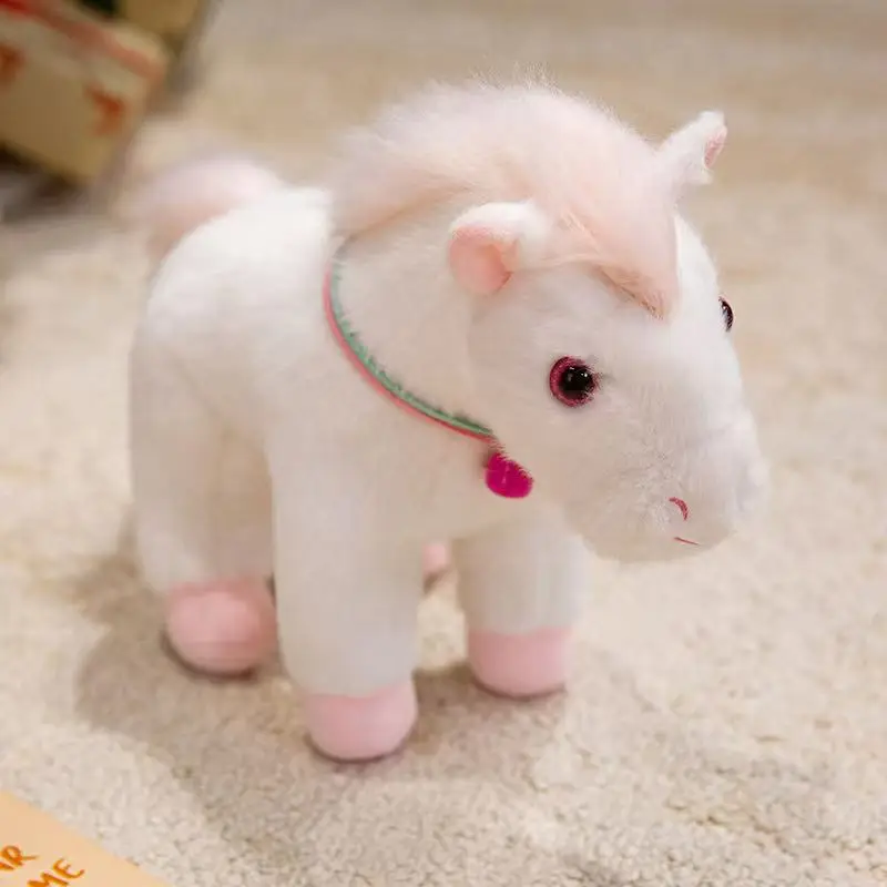 أحدث المهر على ظهره قلادة جرس المهر دمية Kawaii محشوة ألعاب من نسيج مخملي دمية الكرتون أنيمي لطيف الأطفال هدية عيد ميلاد دمية