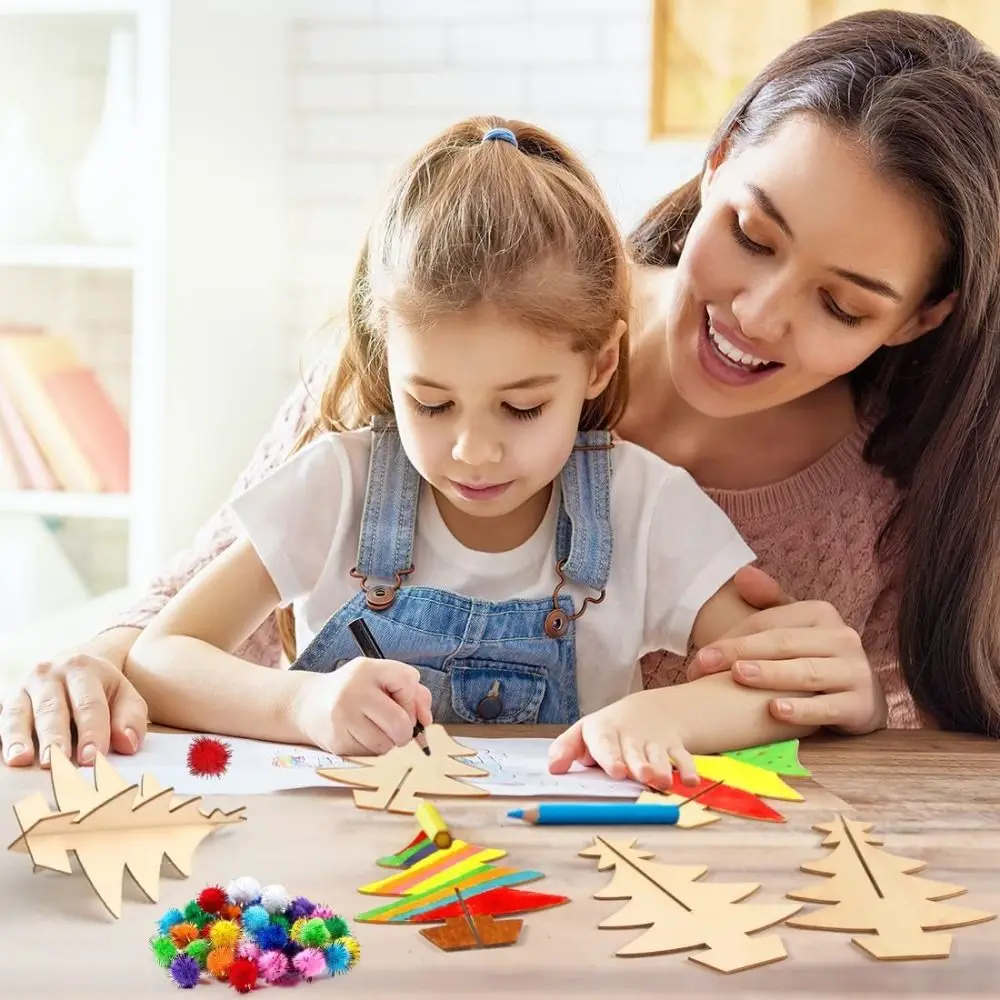 المحمولة 70 قطعة DIY اليدوية شجرة عيد الميلاد اللوحة ثلاثية الأبعاد عيد الميلاد الحرف مجموعة التفاعل بين الوالدين والطفل شجرة عيد الميلاد الحلي