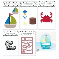Ships Fair winds Seagull Sea beach Crab Background Metal Cutting Dies Stamps Scrapbooking Stencil Photo Album Card DIY Paper