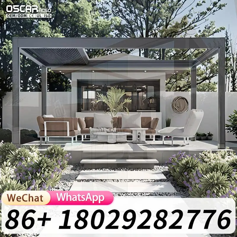 Outdoor Aluminium Pergola Rainproof Nature Style Pavilion for Garden Buildings on Sale in Outdoor Scenes pergolas