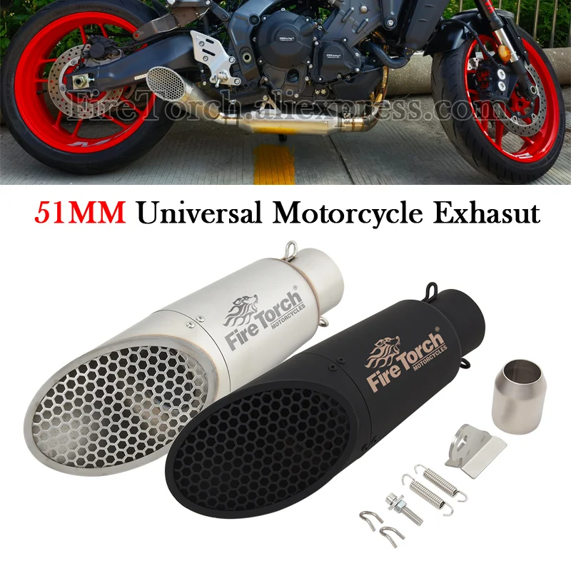 

Universal 51MM Motorcycle Grid Mesh Exhaust Pipe Modify Muffler Escape Moto DB Killer For MT07 MT09 Z900 Ninja ZX4RR F900R RC390