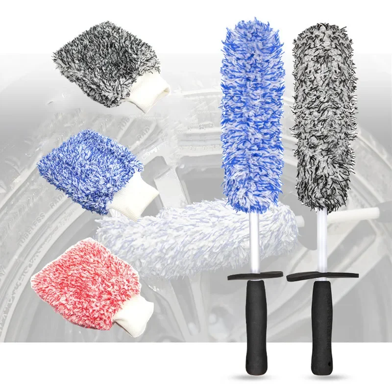 

Car Wash Super Brush Microfiber Premium Wheels Brush Non-Slip soft Handle Easy To Cleaning car wheel Spokes Car Accessories